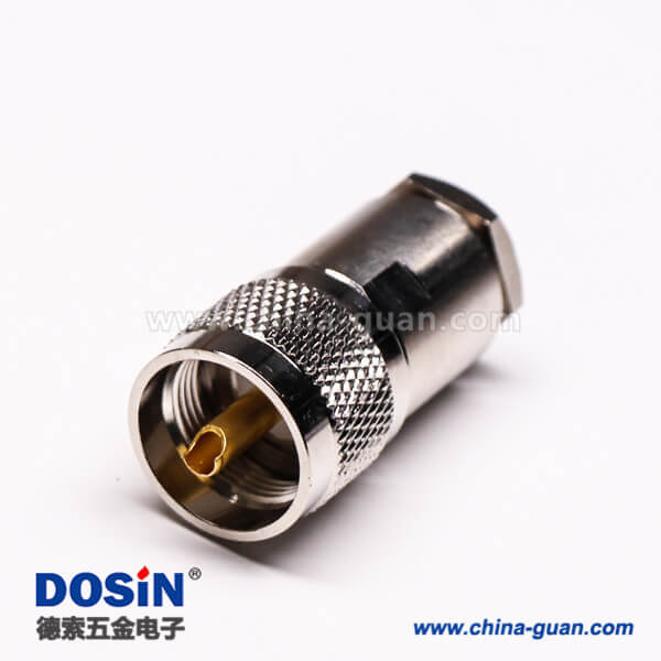 13 uhf公頭連接器同軸線纜螺母鎖緊滾花紋針鍍金