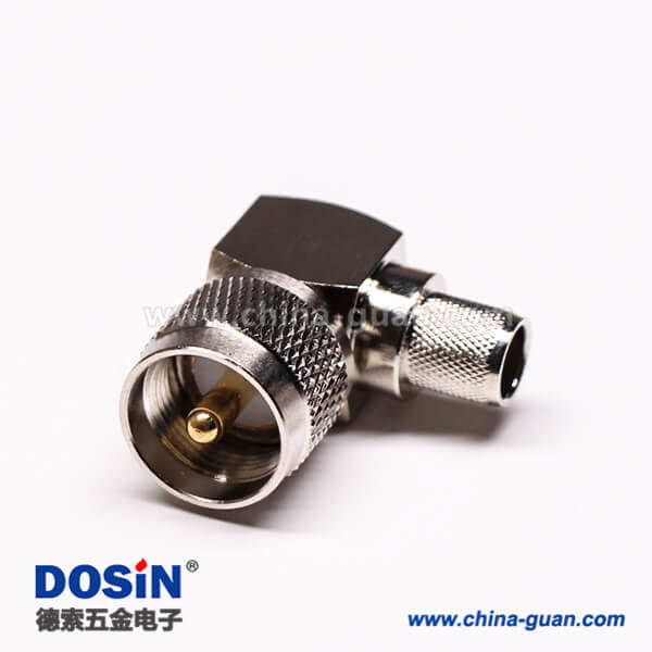 15 uhf彎式接頭公頭壓接式金針帶滾花紋接線