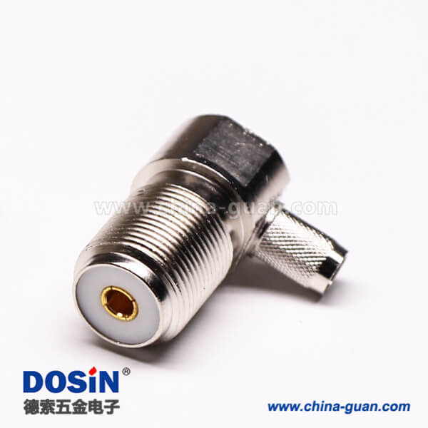 17 uhf 連接器前穿墻彎式壓接母頭接線