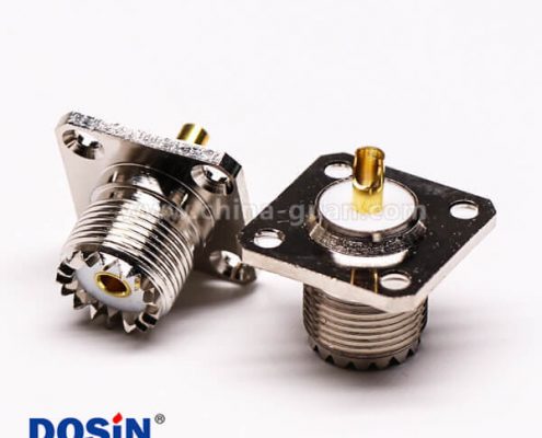 19-3 菱型連接器uhf直式母頭帶4孔法蘭接面板