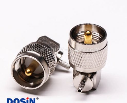 21-3 uhf公頭連接器壓接直角帶滾花紋接線