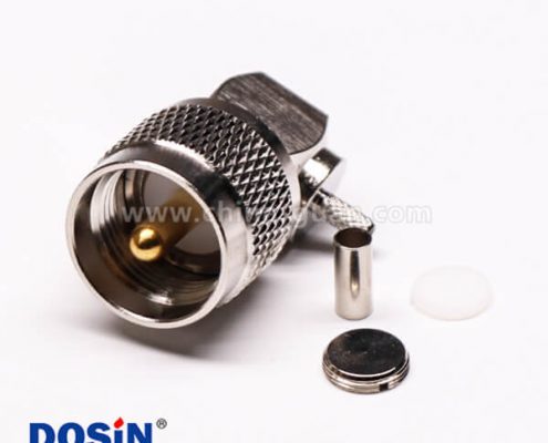 21 uhf公頭連接器壓接直角帶滾花紋接線