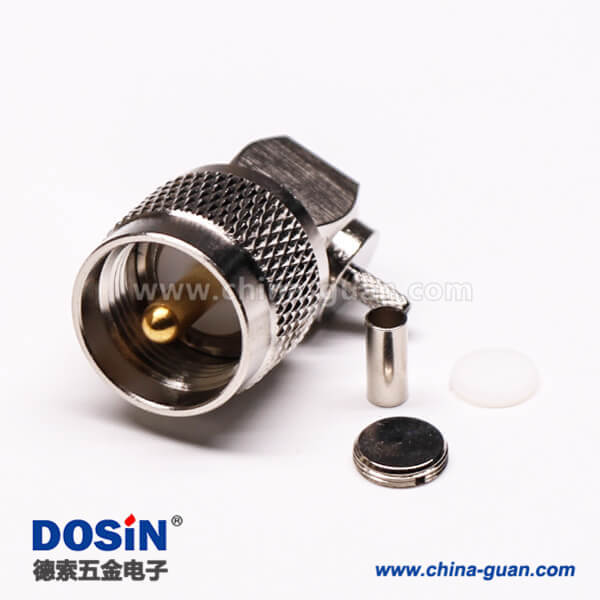 21 uhf公頭連接器壓接直角帶滾花紋接線