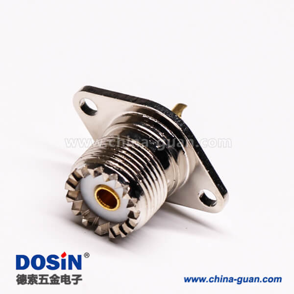 25 菱型連接器uhf母頭焊接直式法蘭安裝UHF-KF