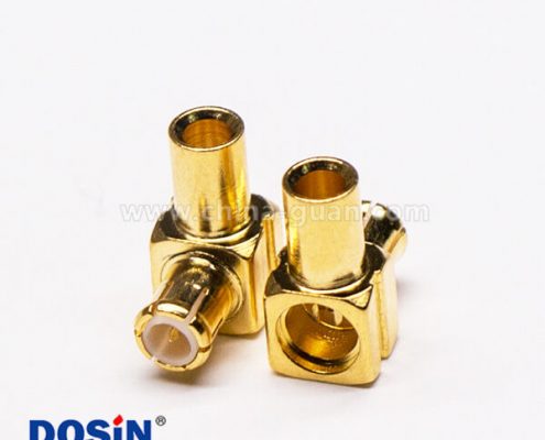 3-4 MCX彎公頭90度鍍金同軸電纜焊接式連接器