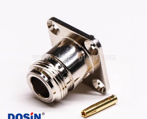 45 法蘭N型射頻接頭rf直式母頭四孔法蘭焊接式