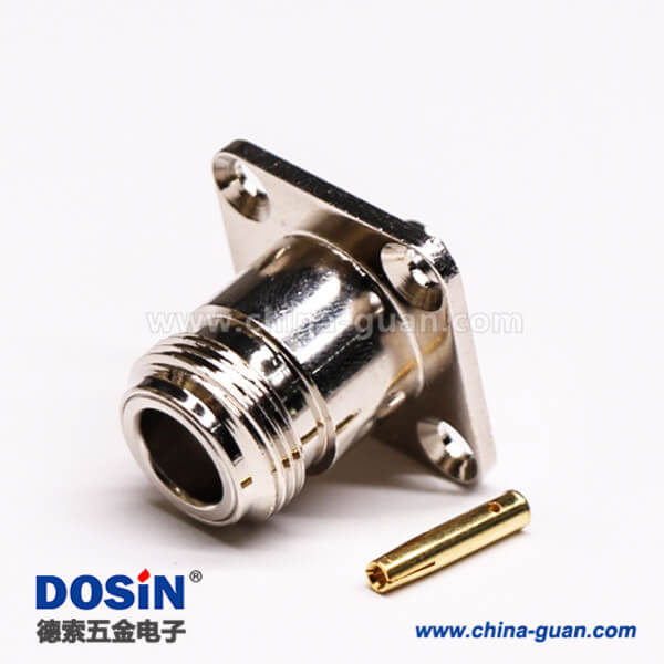 45 法蘭N型射頻接頭rf直式母頭四孔法蘭焊接式