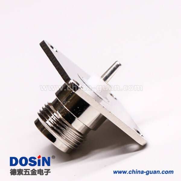 48 法蘭n型射頻接頭母頭直式4孔法蘭面板安裝