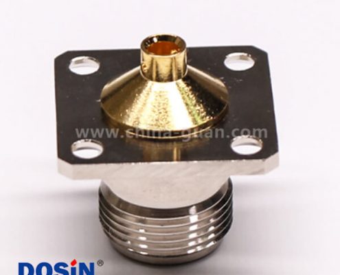 59-2 N型連接器焊接接同軸線纜直式母頭四孔法蘭