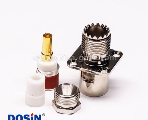 6-4 uhf同軸連接器母頭直式UHF-SL16-J-4螺母鎖緊帶法蘭接線