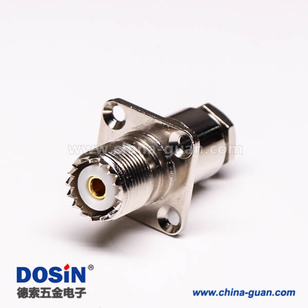 6 uhf同軸連接器母頭直式UHF-SL16-J-4螺母鎖緊帶法蘭接線