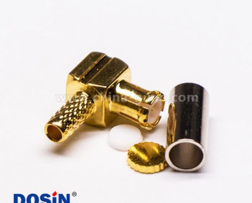 7-1 MCX彎形插頭公頭射頻連接器壓接式接線