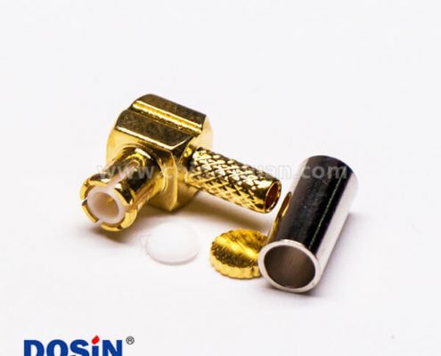 7 MCX彎形插頭公頭射頻連接器壓接式接線