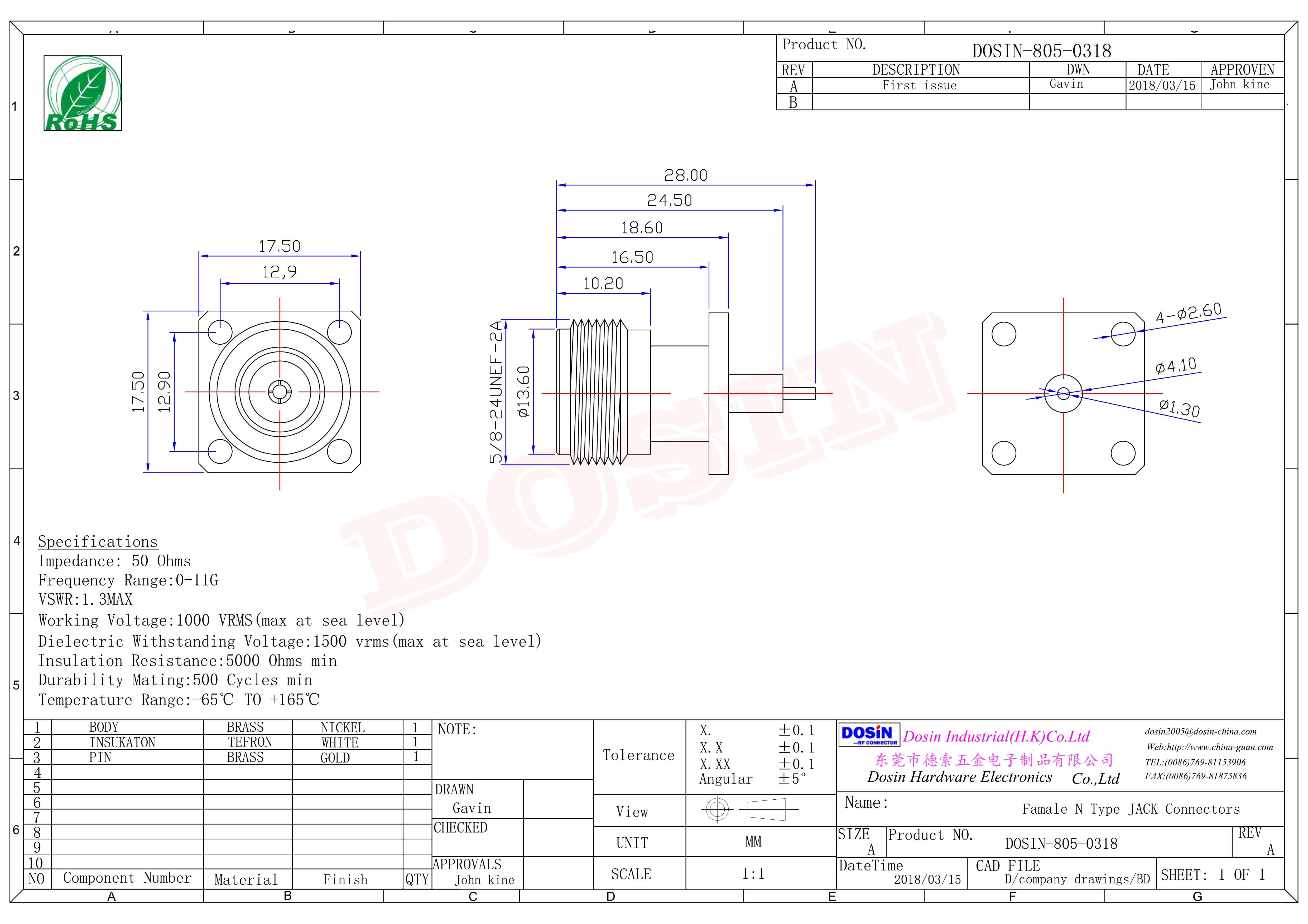 N型頭帶法蘭直式母頭四孔法蘭面板安裝