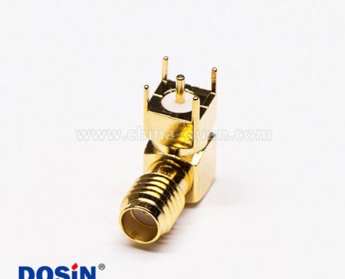 SSMA彎式插座母頭母針射頻連接器穿孔接PCB板