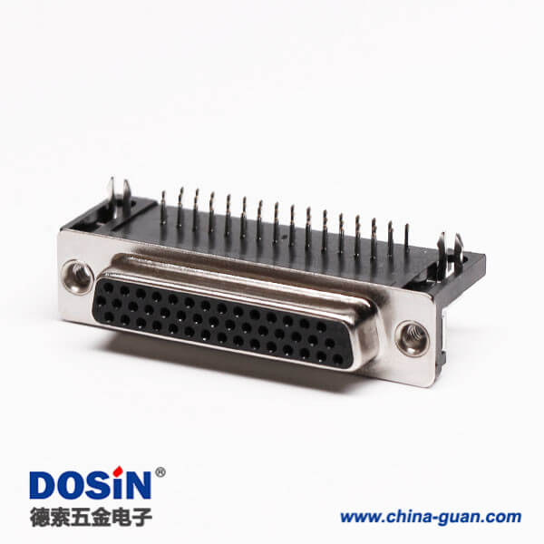 1 d-sub連接器44針彎式母頭鉚鎖不帶螺絲穿孔接PCB板