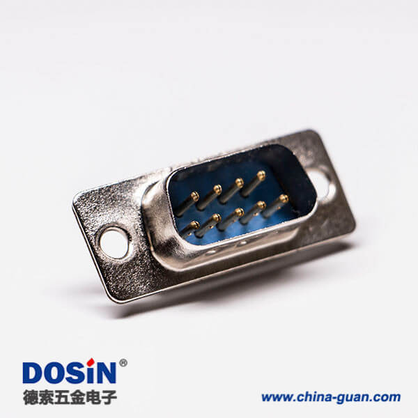 10 d-sub 9針(公)直式沖針接線焊接藍膠