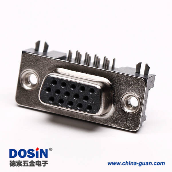 16 db15彎頭三排封裝母頭高密度黑色膠芯