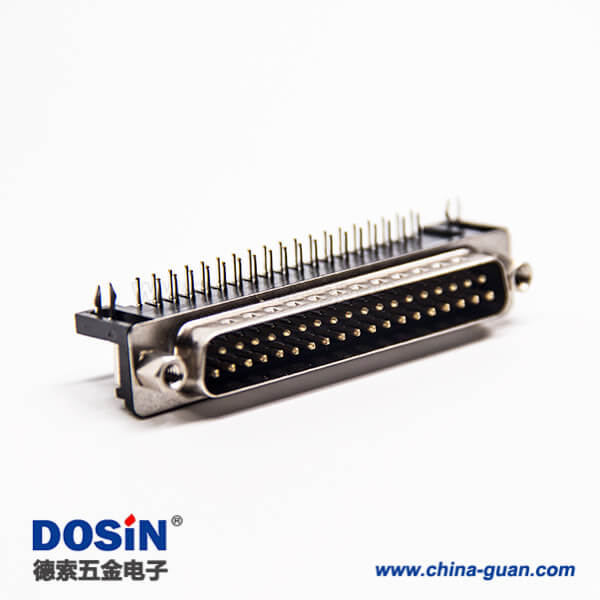 17 d sub37pin連接器公頭彎式90度帶鉚鎖插板式接PCB板