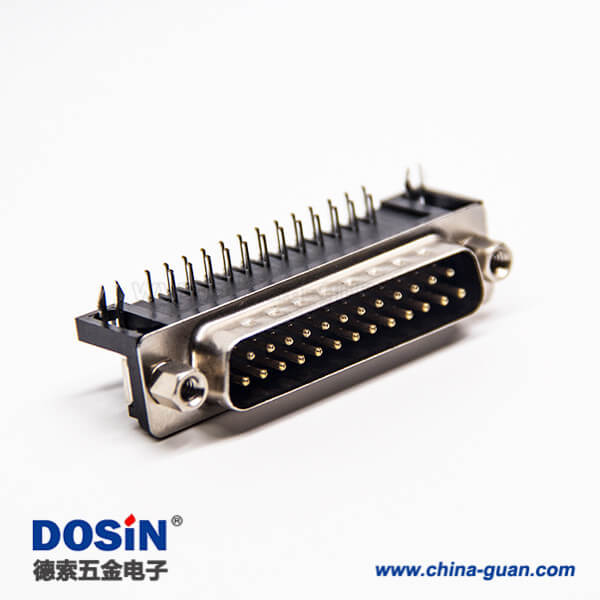 19 d sub 25pin連接器90度公頭鉚鎖式插板接PCB板