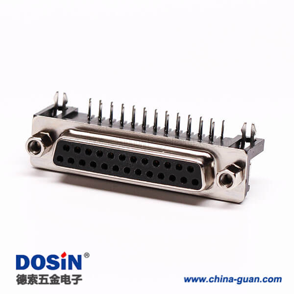 2 D?Sub?25PIN連接器母座彎式沖針鉚鎖接PCB板