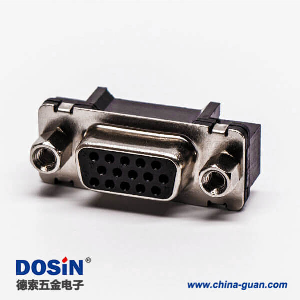 24 db15三排直插焊板高密度黑色膠芯子帶螺母