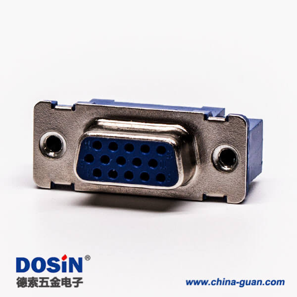 25 直插式180°db9母頭藍色膠芯子高密度連接器接PCB板