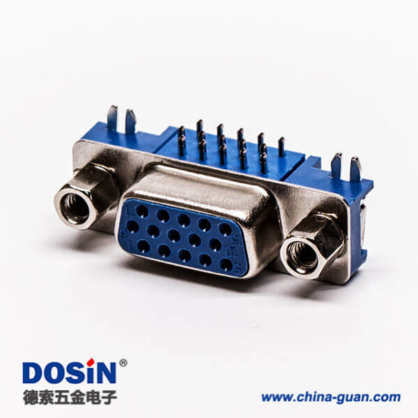 26 db連接器彎頭藍色膠芯母頭5.08鉚鎖接pcb板