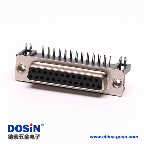 3 cD-Sub連接封裝25針90°焊板鉚合接PCB板