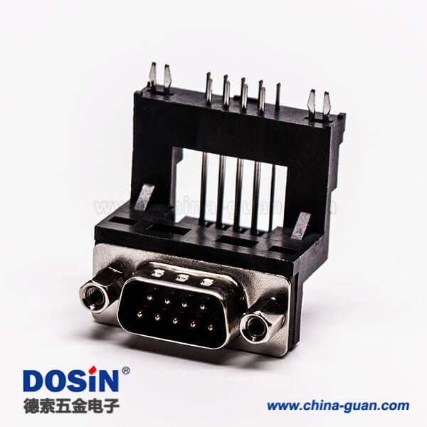 46 D-Sub 9P公頭彎式高架無鹵黑膠接PCB板連接器