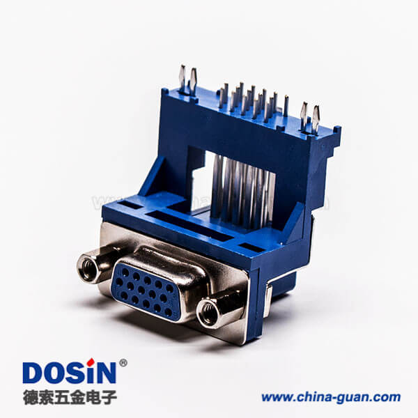 49 d-sub hd接口彎式母頭高架帶框單加強筋接pcb板