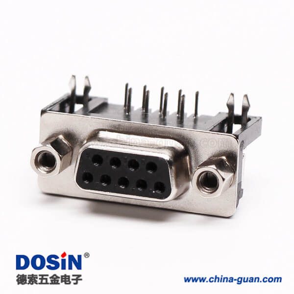 5 9針D Sub連接器彎式母頭焊板鉚鎖接PCB板