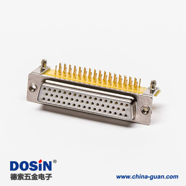 7 高密度插針db50針母頭彎式車針帶支架鉚鎖插孔接PCB板