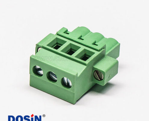 綠色端子插頭插拔式三螺釘直式壓接接線連接器