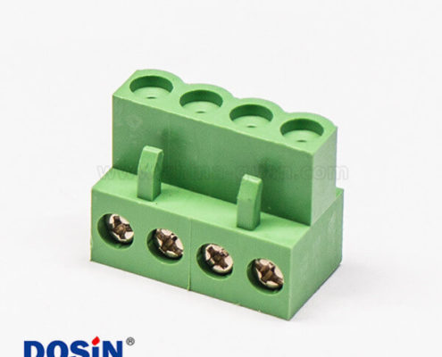 對插綠色接線端子彎式4螺絲插拔式端子插頭
