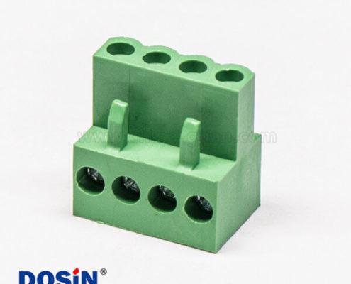 大電流插拔式端子帶螺絲帶孔彎式端子綠色接線插頭
