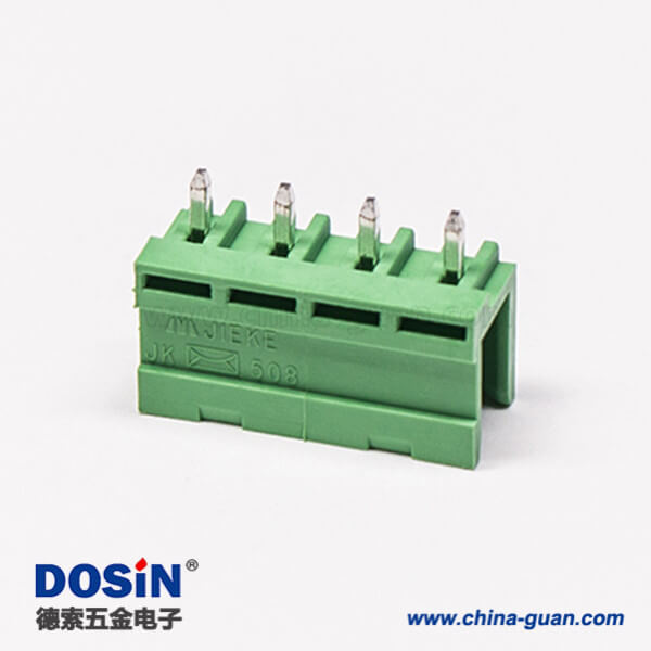 PCB插拔式接線端子4芯直式穿孔插板式PCB板安裝綠色