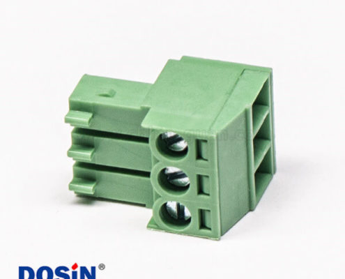 插拔式接線端子直式穿孔帶三螺釘端子插頭綠色