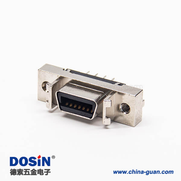 13 14pinSCSI母頭連接器直式180度鉚鎖鏈接插PCB板