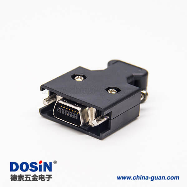 17 螺絲式SCSI連接器直式公頭14pin黑色塑料殼