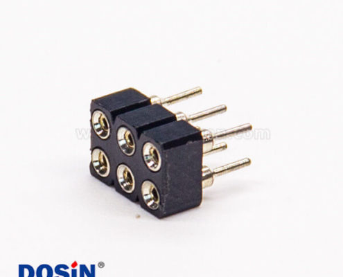 圓孔排母座子雙排6pin母頭直式穿孔式連接器