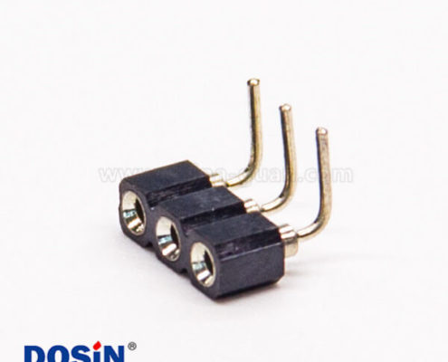 2.54彎排母圓孔3pin彎式90度穿孔式連接器