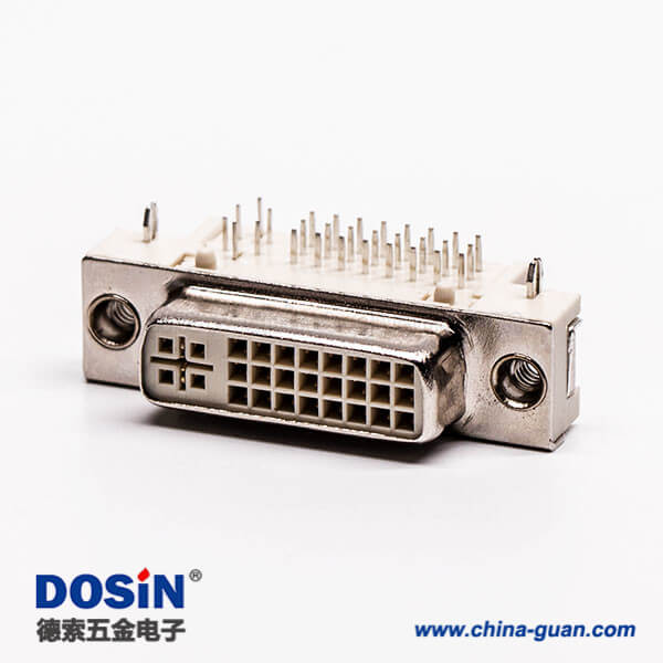 38 dvi接口24+5彎角母頭插板帶魚叉白色膠芯