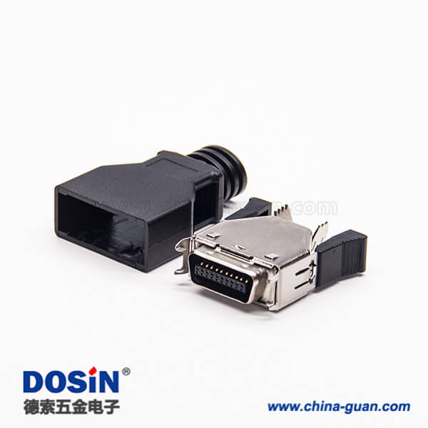 4 按鍵式SCSI連接器直式公頭20pin按鍵式黑色外殼焊接按鍵式SCSI連接器直式公頭20pin按鍵式黑色外殼焊接