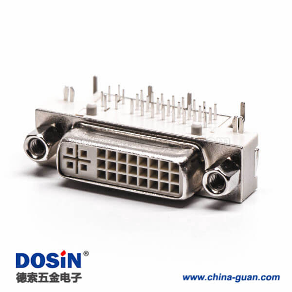 42 dvi接口顯示器24+5母頭彎式帶螺母插板白色膠芯