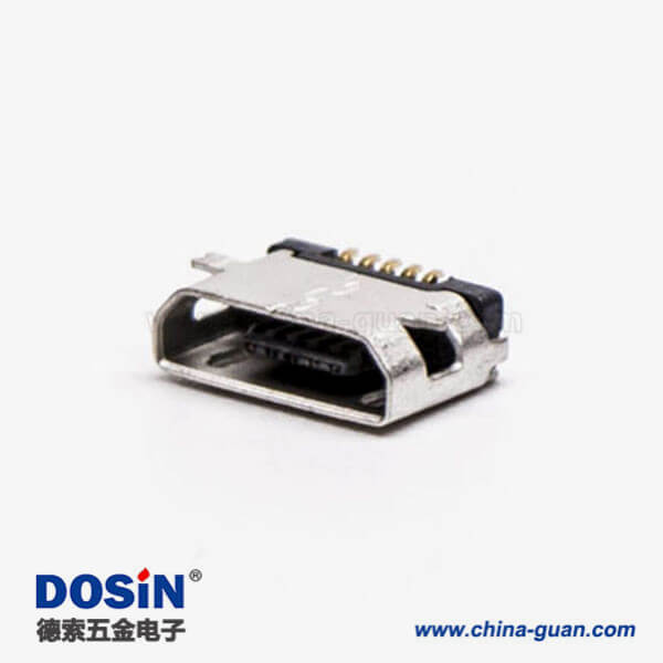 micro usb 接口B型母頭SMT全貼板5針平口連接器 micro usb 接口B型母頭SMT全貼板5針平口連接器