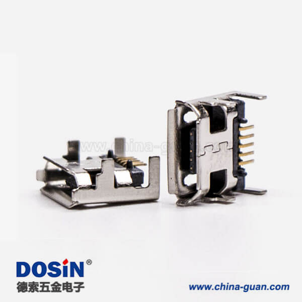 手機micro usb接口母頭5針SMT B型四腳DIP 7.15