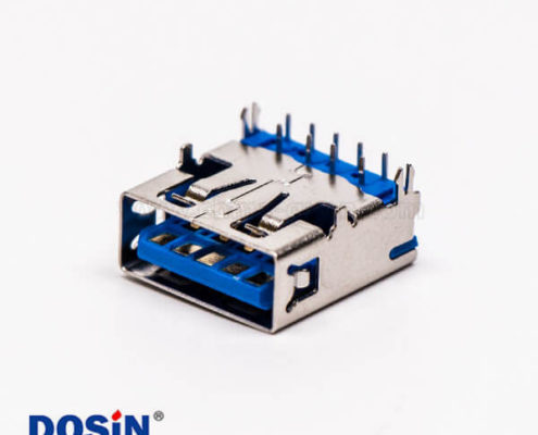 usb3.0藍(lán)色接口type a母座彎頭穿孔插板帶魚(yú)叉腳