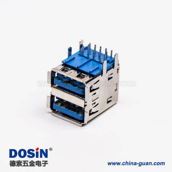 usb3.0雙排母座type a彎頭藍色膠芯插板