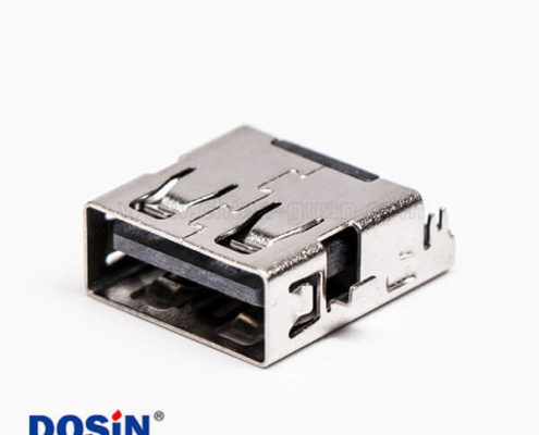 2.0USB插口母座彎頭反向四腳插板